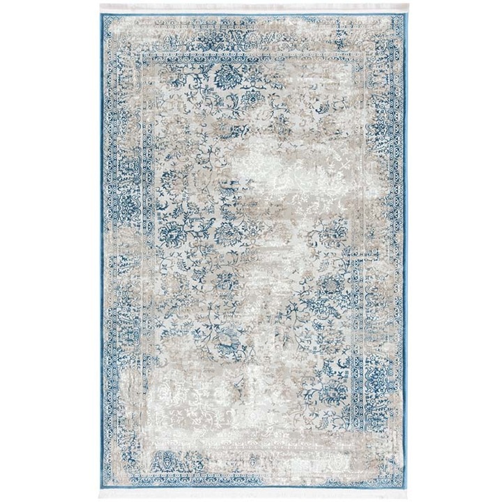 Covor Clasic Avangard AVG36805C, Gri/Turcoaz, 60X130 cm