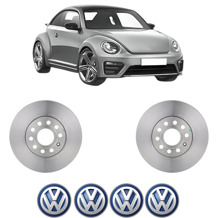 Set 2 discuri frana Fata Volkswagen BEETLE (5C1, 5C2) din 2011-2016, KW 77 CP 105 CMC 1598, Auto, Bosch, 4 Stickere auto cu Volkswagen