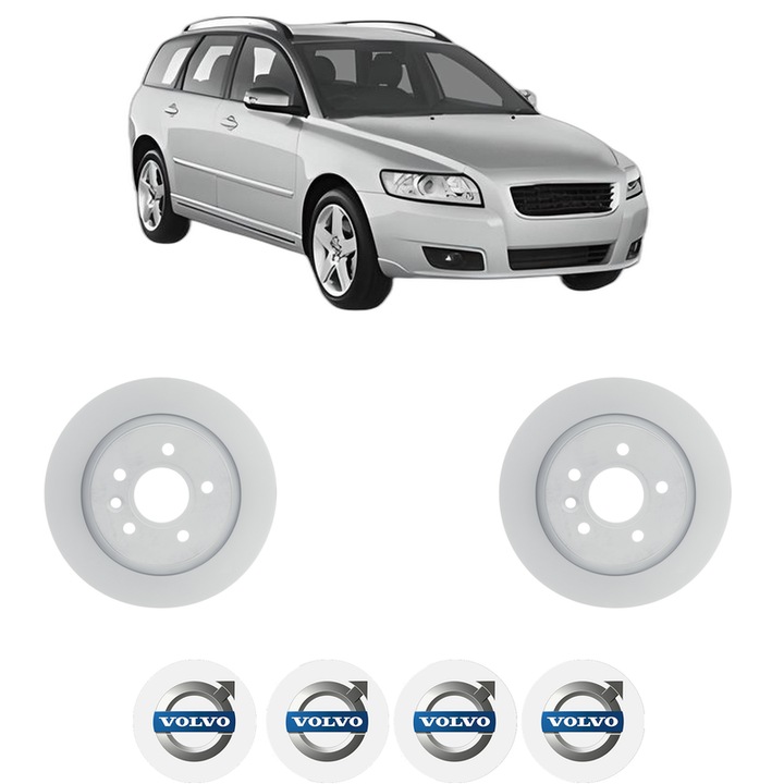Set 2 discuri frana Spate VOLVO V50 (545) din 2005-2012, KW 80 CP 109 CMC 1560, Auto, Bosch, 4 Stickere auto cu VOLVO