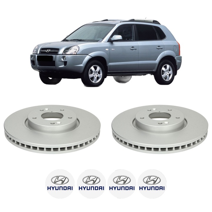 Set 2 discuri frana Fata HYUNDAI TUCSON (JM) din 2007-2010, KW 88 CP 120 CMC 1991, Auto, Bosch, 4 Stickere auto cu HYUNDAI