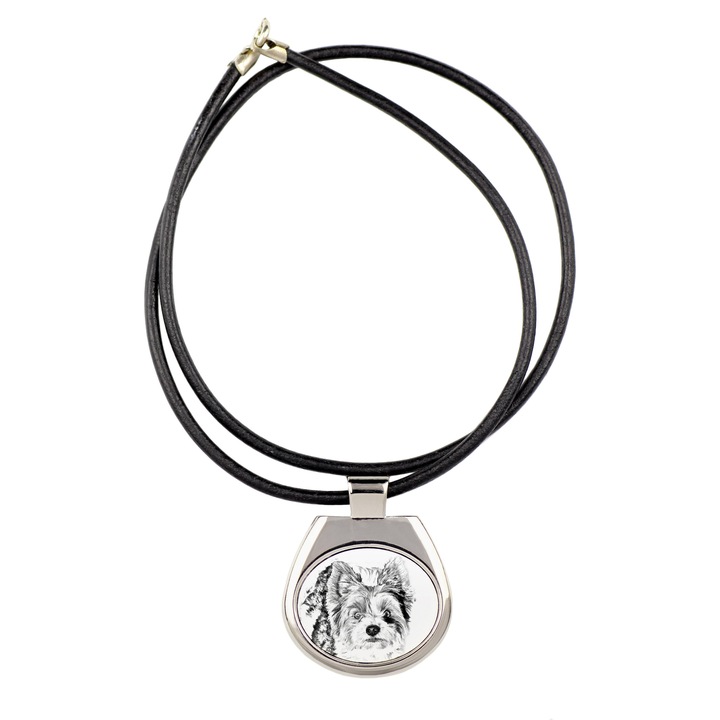 Személyre szabott nyaklánc Biewer Yorkshire Terrierrel, Art-Dog, fém, 50cm, 4x3,4cm