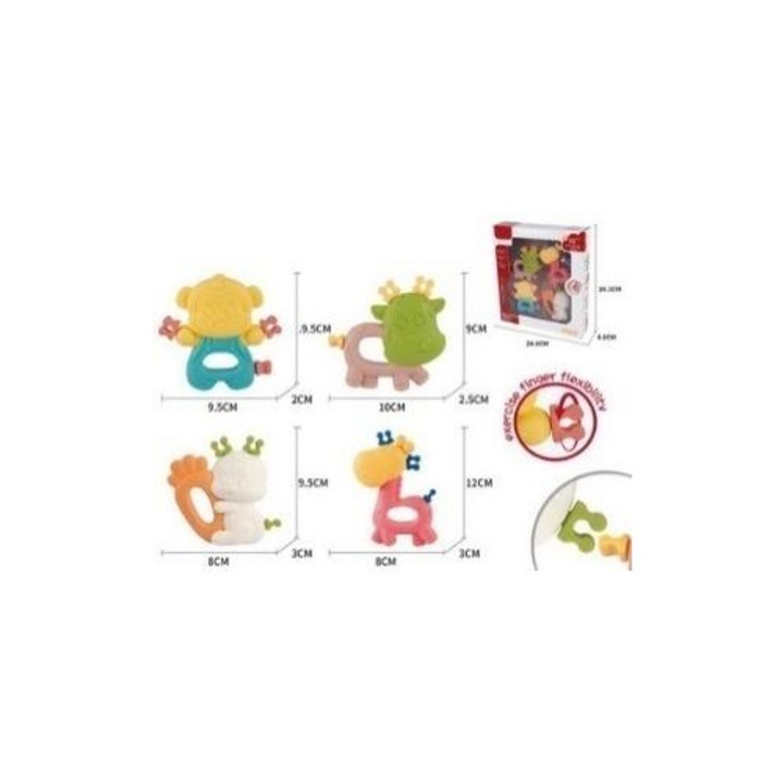Set 4 jucarii zornaitoare animale Madej multicolor