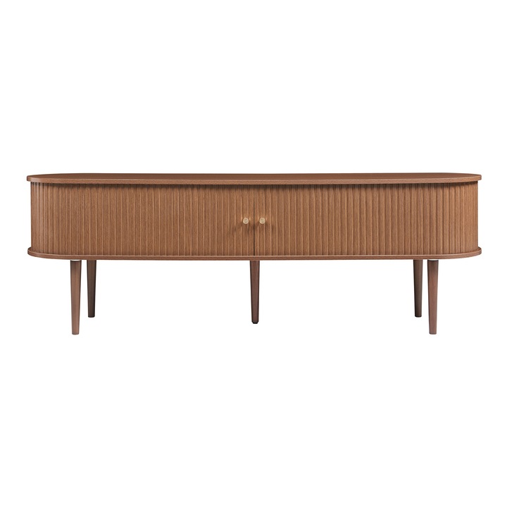 Comoda TV, en.casa, Mapia, 166 x 40 x 55 cm, pal, fecet lemn nuc, cu 2 usi glisante