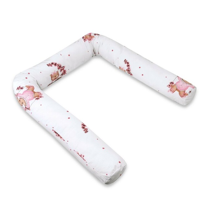 Aparatoare pentru patut, MimiNu, Tip rulou, Cu husa detasabila, Lungime 180 cm, Din bumbac certificat Oeko Tex Standard 100, Design, Betty