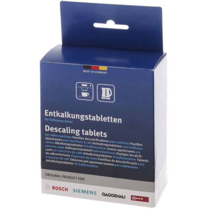Set 12 tablete decalcifiere BOSCH Descaling Tablets 00312454, 18g, Pentru aparate de cafea, fierbatoare sau dozatoare de apa