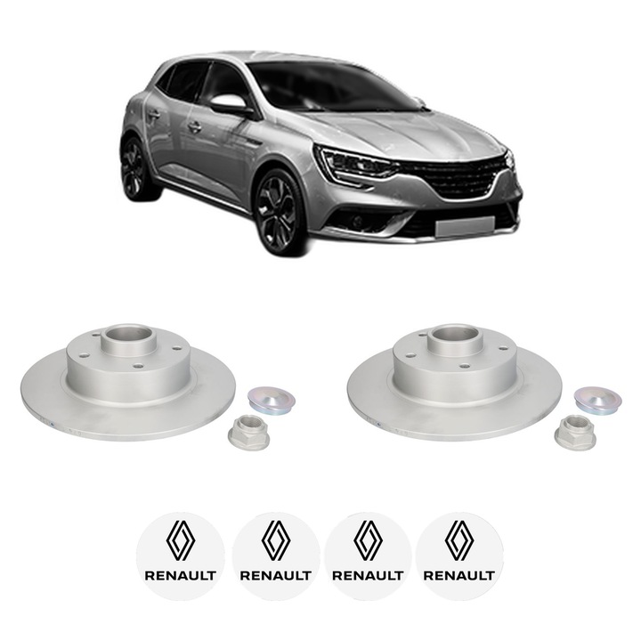 Set 2 discuri frana Spate RENAULT MEGANE IV Hatchback (B9A/M/N_) din 2017, KW 121 CP 165 CMC 1618, Auto, Bosch, 4 Stickere auto cu RENAULT