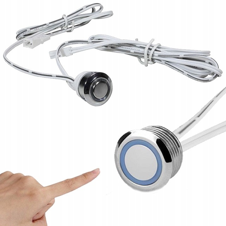 Mini érintőkapcsoló, Pixel, 12V, 60W, 5A, króm, 19x17mm