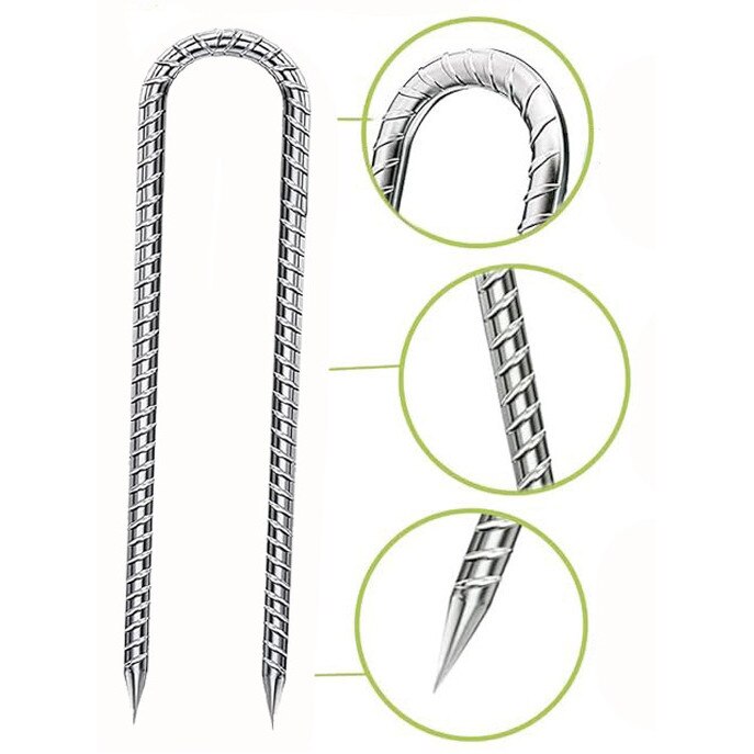 Set 6 coturi de fixare metalice, 30cm, pentru corturi, Pixel - eMAG.ro
