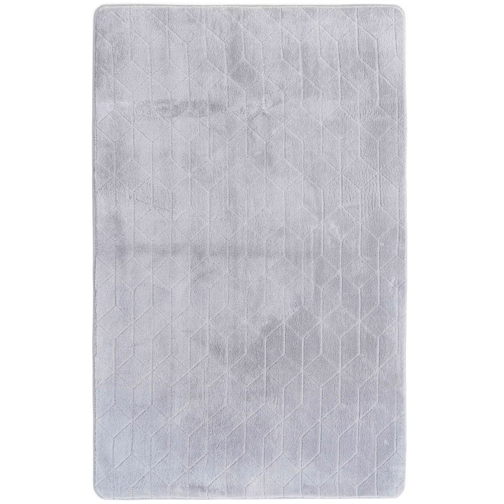 Covoare Rabbit 3D, Strado, imitatie blana, antiderapant, 80x150 cm, gri deschis