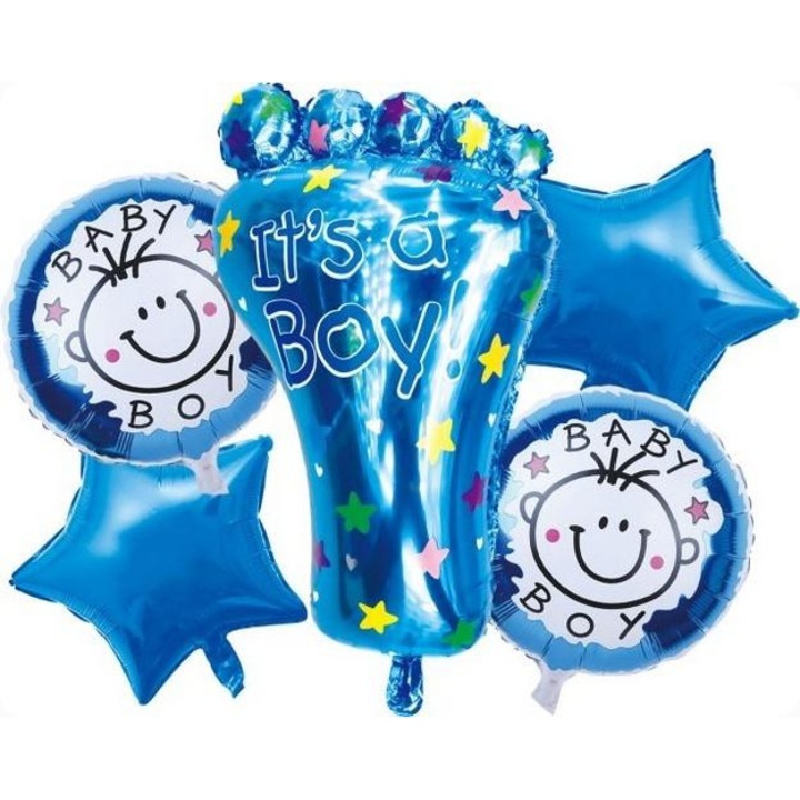 GoParty lufi szett, 6 db., láb alakú lufi 41x72cm, 2 kerek lufi 18", 2 csillag, masni