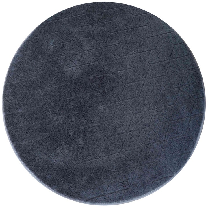 Кръгъл килим Страдо, 140x140см, сив, противоплъзгащ, мек