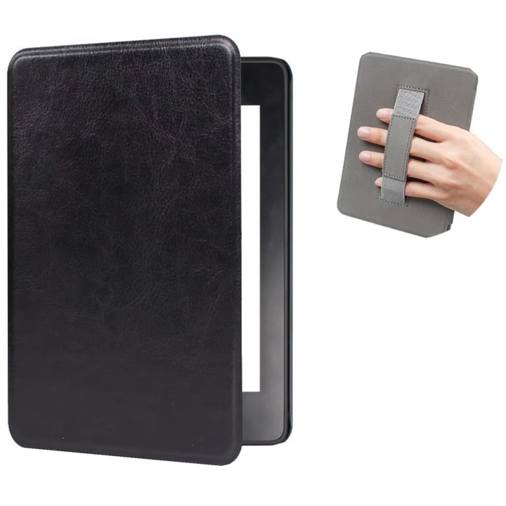 Fekete bőrtok fogantyúval Kindle Paperwhite 6/ Colorsoft/ Signature Edition-höz