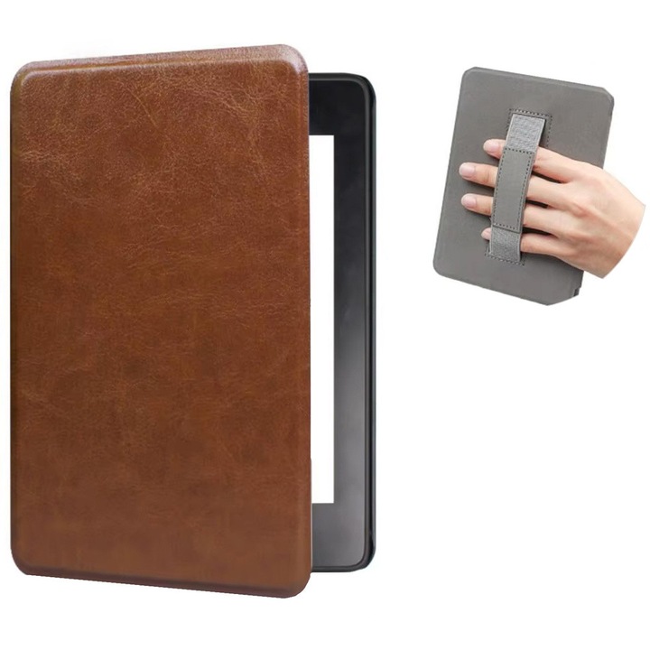 Bőrtok fogantyúval Kindle Paperwhite 6/ Colorsoft/ Signature Edition-höz, barna