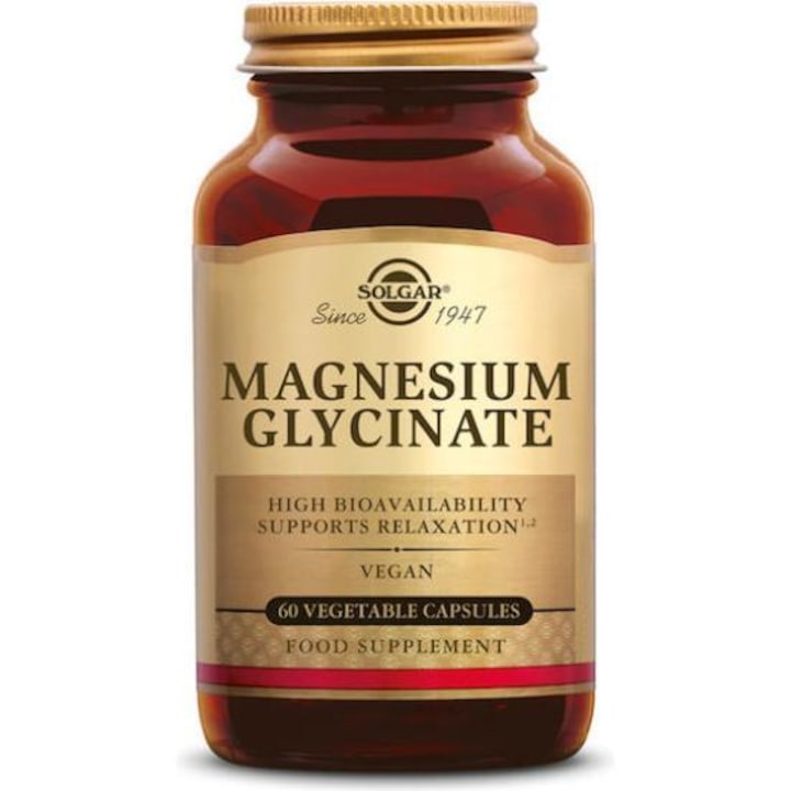 Supliment alimentar cu glicinat de magneziu, Solgar, 60 capsule