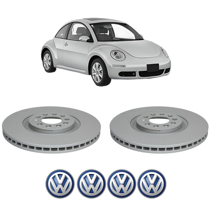 Set 2 discuri frana Fata Volkswagen NEW BEETLE (9C1, 1C1) din 2001-2010, KW 74 CP 101 CMC 1896, Auto, Bosch, 4 Stickere auto cu Volkswagen
