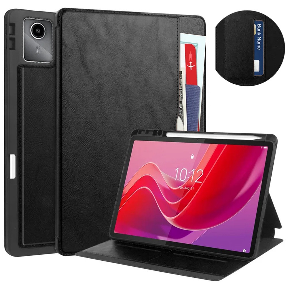 Husa din piele pentru Lenovo Tab M11 10.95", STRADO, cu suport, culoare bruna