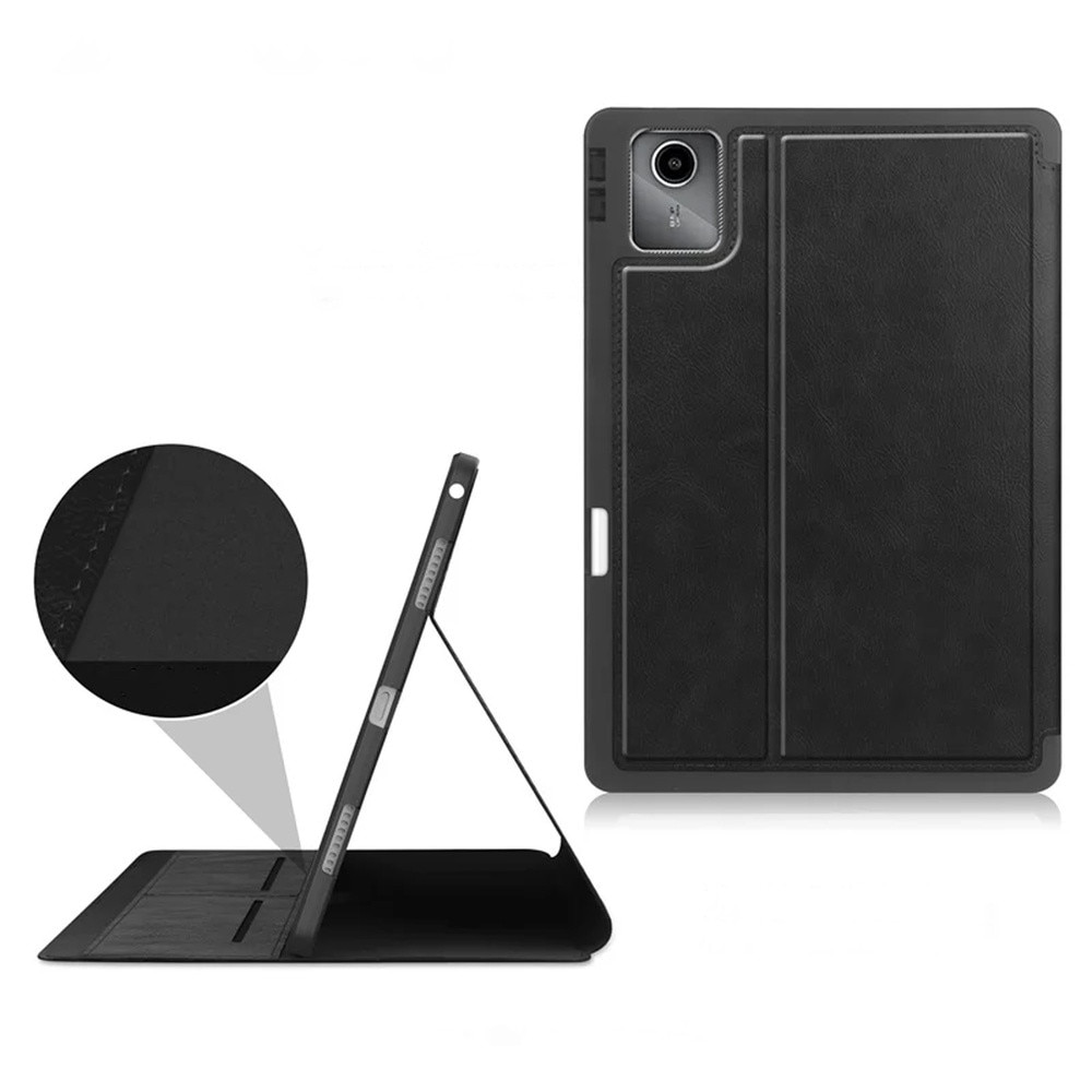 Husa din piele pentru Lenovo Tab M11 10.95", STRADO, cu suport, culoare bruna