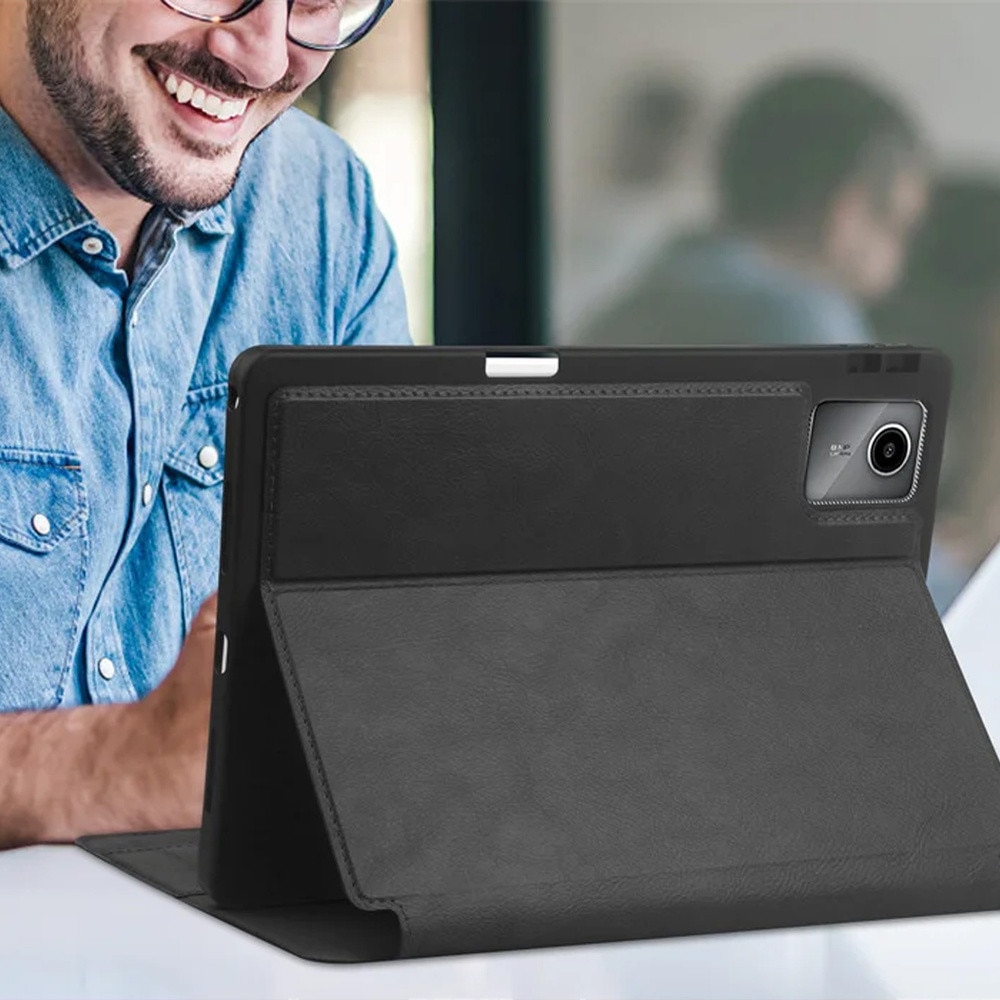 Husa din piele pentru Lenovo Tab M11 10.95", STRADO, cu suport, culoare bruna