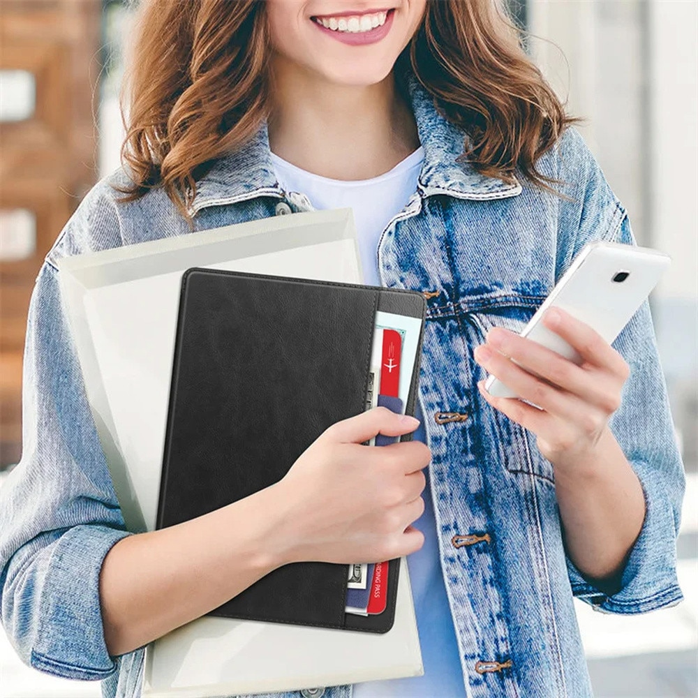 Husa din piele pentru Lenovo Tab M11 10.95", STRADO, cu suport, culoare bruna
