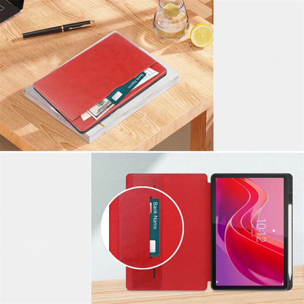 Husa din piele pentru Lenovo Tab M11 10.95", cu suport, rosu