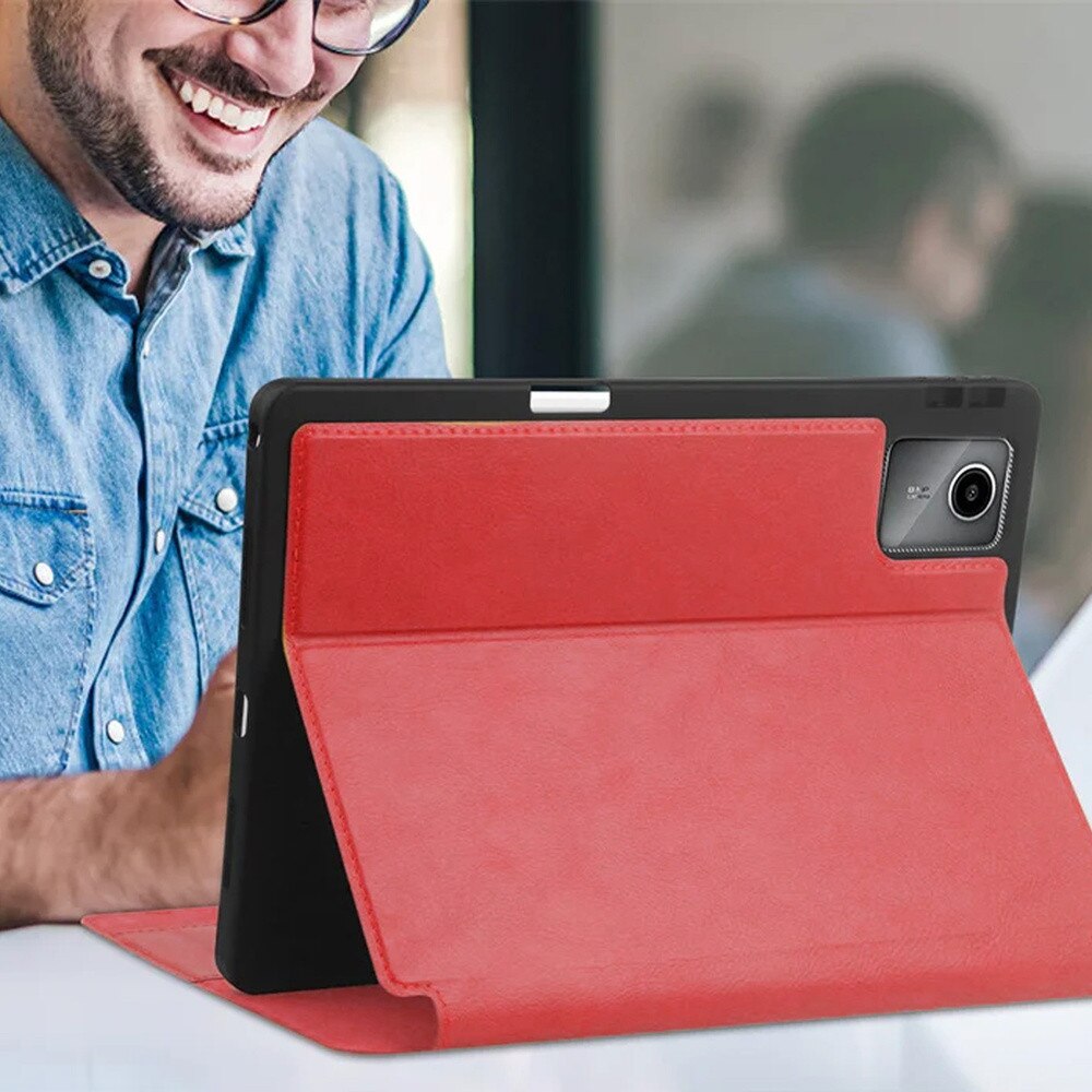 Husa din piele pentru Lenovo Tab M11 10.95", cu suport, rosu