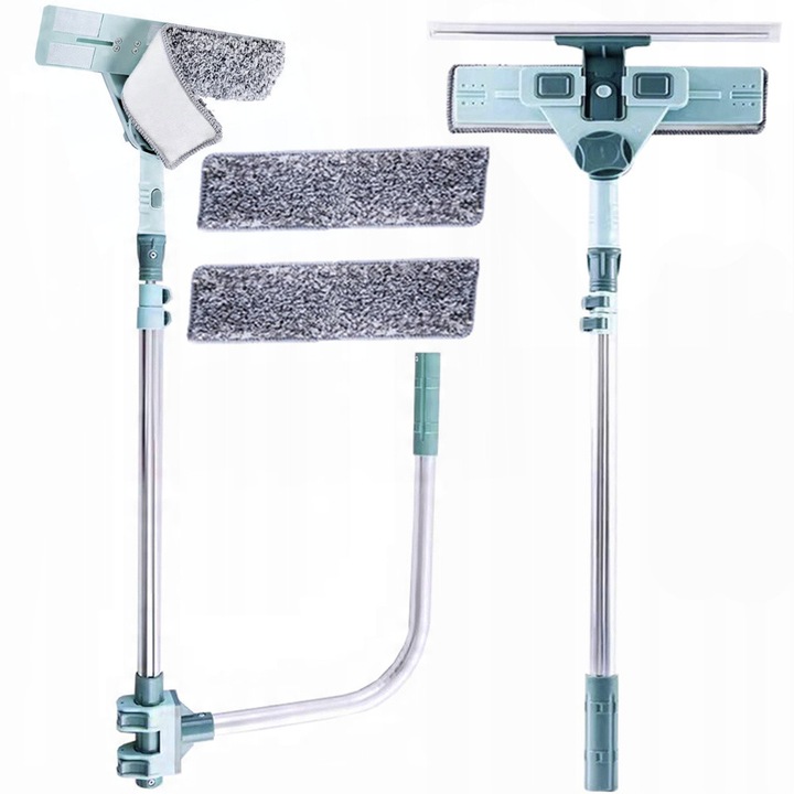 Saculet de curatare geamuri, telescopica, 69-145 cm, cap din cauciuc, set cu microfibra