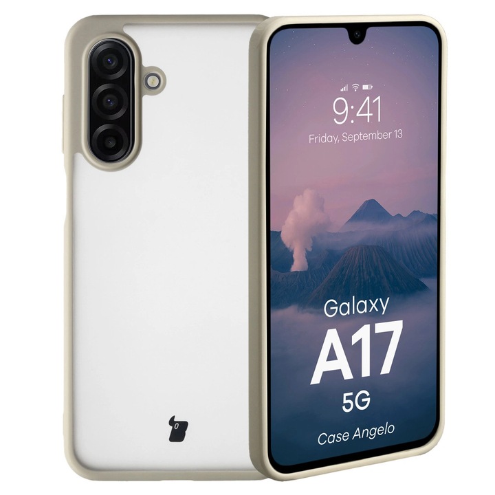 Husa, Bizon Case Angelo pentru Samsung Galaxy A17 5G, Semi-Transparent Cu Rama Bej