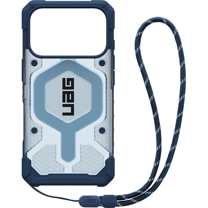 Калъф, Urban Armor Gear Pathfinder Clear Mag Lanyard Magnet за iPhone 17 Pro, Полупрозрачно Синьо