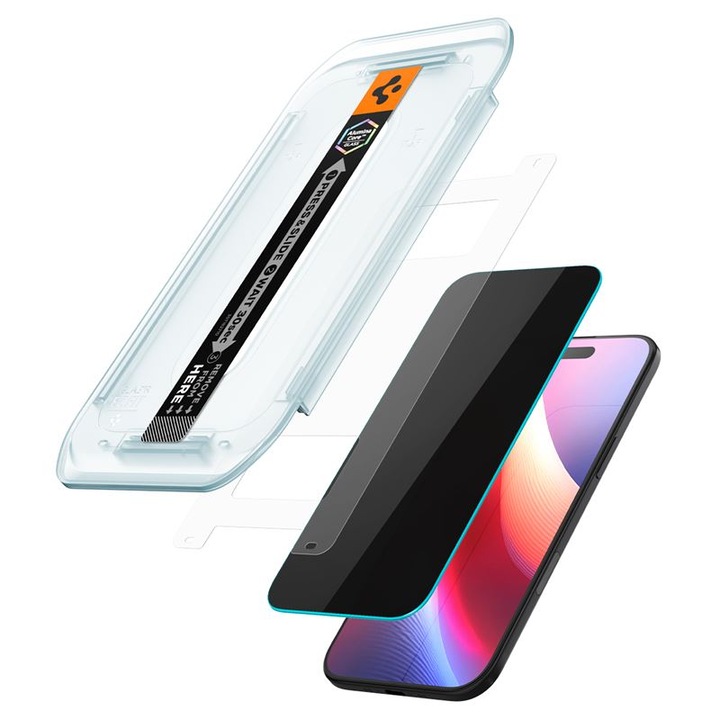 2 darabos Spigen Glass tR EZ Fit HD edzett üvegfólia szett, iPhone 17 Air Privacy kompatibilis, Átlátszó