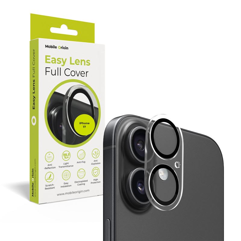 Folie sticla camera foto Mobile Origin Easy Lens compatibila cu iPhone 17, Transparent