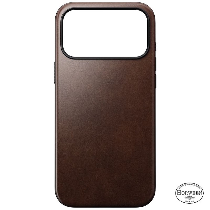 Калъф от естествена кожа Nomad Modern Leather Horween Rustic Brown, съвместим с iPhone 17 Pro Max, кафяв