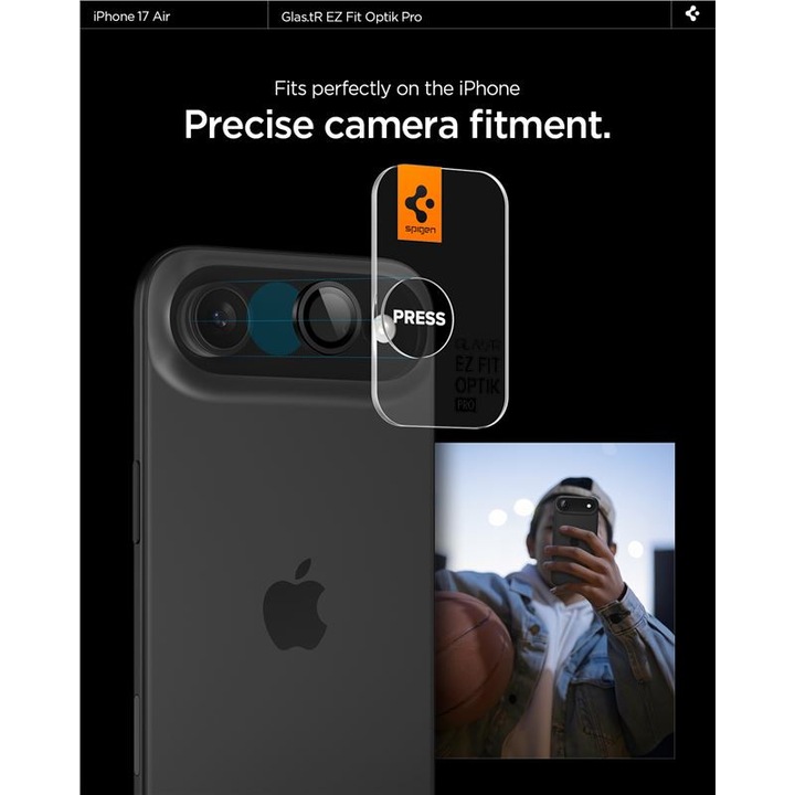 SPIGEN Optik Pro Glas.tr "EZ Fit" kamera védő 2-PACK iPhone Air készülékhez fekete