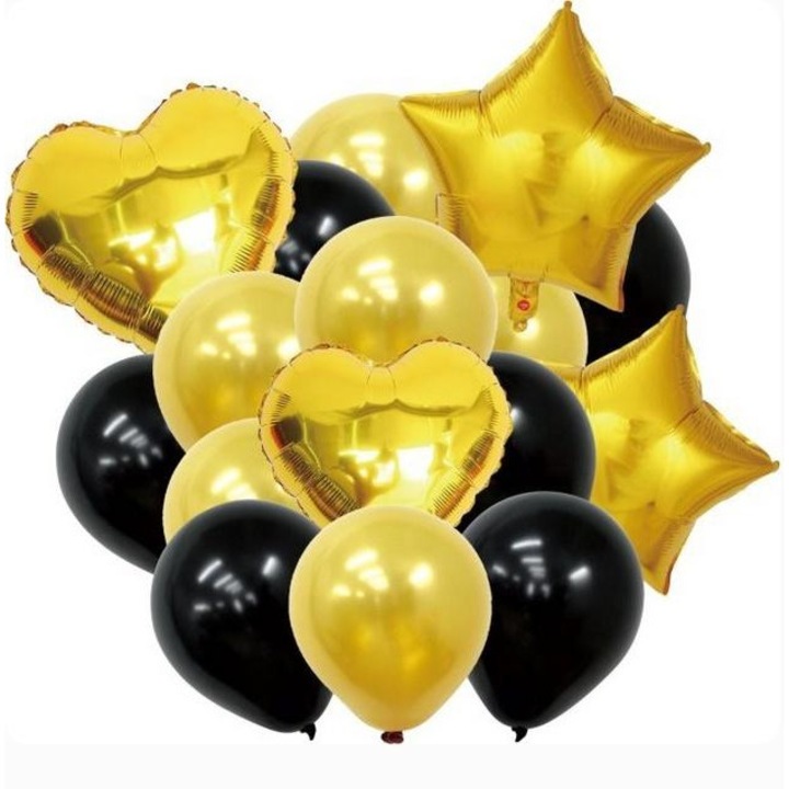 GoParty lufi készlet, 17 db, 4x arany, 6x fekete, 45x23cm