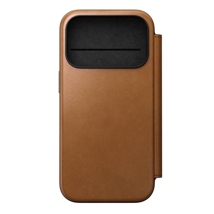 Кожен калъф Nomad Modern Leather Folio със слот за карти, съвместим с iPhone 17 Pro, кафяв