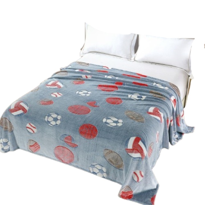 Patura Fosforescenta, Somn Luminat, Microfibra Plusata, 200X230cm, Model Fotbal, Multicolor