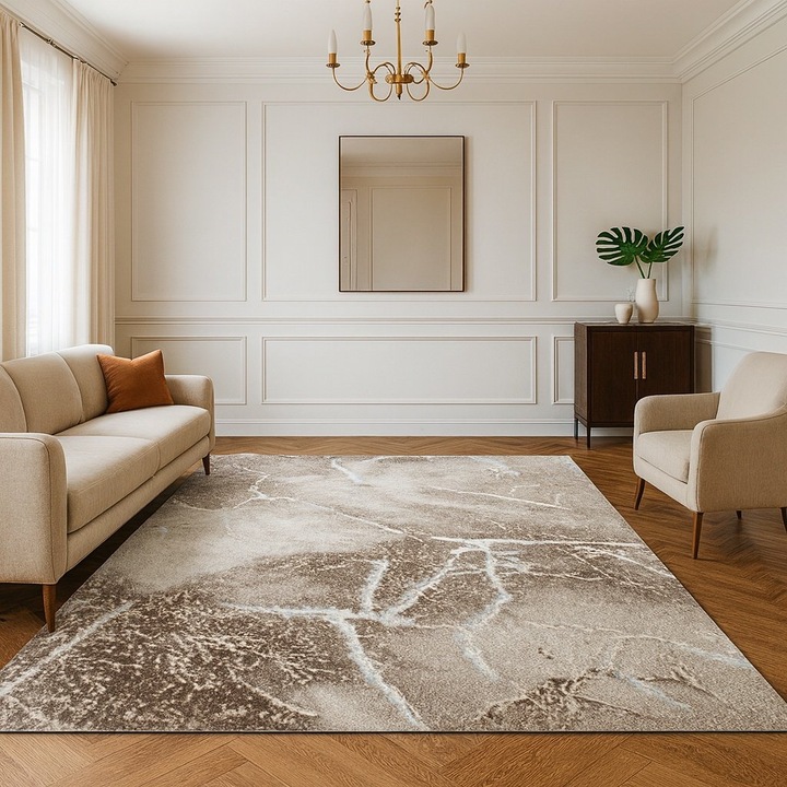 Килим LIVARIO 300 x 400 см Marmara Gresie Бежово Кафяво, Сертификат Oeko, Плътност 2.5KG/м2, Дебелина 12 мм, Брой възли на м2 29000, Коридор, Всекидневна, Спалня