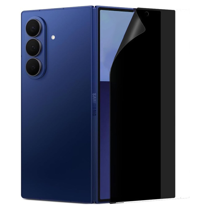 Folie Privacy Silicon Ecran pentru Samsung Galaxy Z Fold 7, Silicon Hydrogel, Flexible Hydro-Crystal, Protectie Completa, Full Glue, Instalare usoara, Set complet pentru Instalare