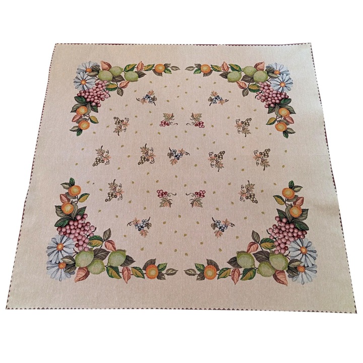 Fata De Masa, Jedeka, 100 x 100 cm, 100% Poliészter, Négyzetes, Elegáns Dekoráció Bármely Asztalra, Tartós, Foltálló, Fehér Multicolor