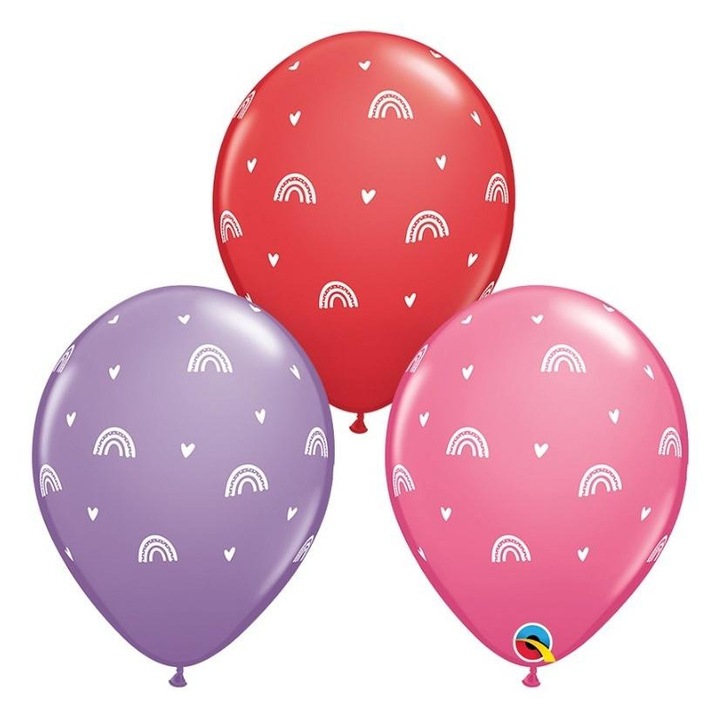 Комплект балони Бохо дъги и сърца, GoDan, размер 11", многоцветен, 25 бр.
