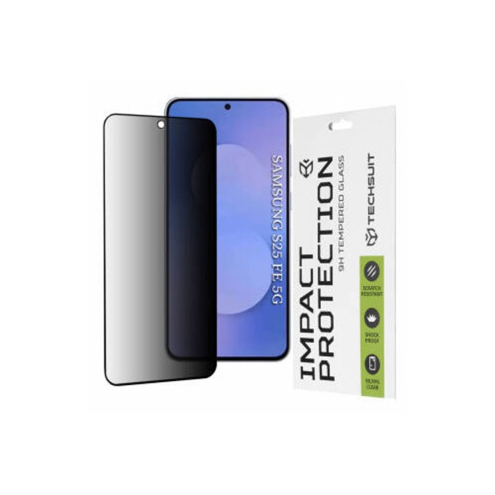 Folie de Protectie Techsuit Ecran Privacy pentru Samsung Galaxy S25 FE Sticla Securizata Full Glue 111D