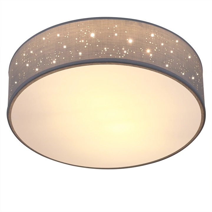 Таванна плафониера Monzana Ø30см, Текстилен материал, Модел звездно небе, 40 W, Цокъл E27, Клас на защита IP20, Сив