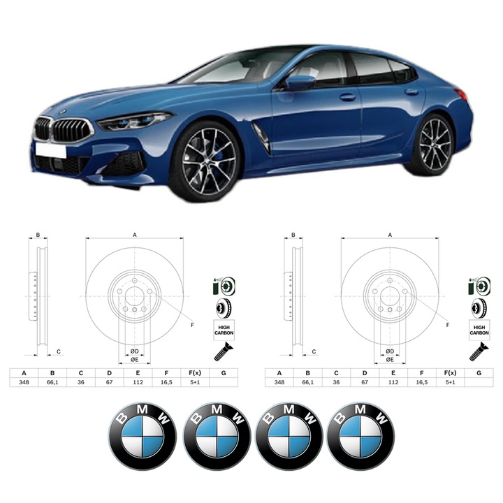 Set 2 discuri frana Fata BMW Seria 8 Coupe (G15, F92) din 2018-2020, KW 235 CP 320 CMC 2993, Auto, Bosch, 4 Stickere auto cu BMW Seria