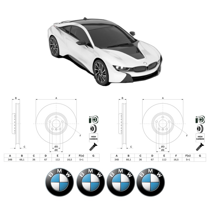 Set 2 discuri frana Fata BMW Seria 8 Convertible (G14, F91) din 2018-2020, KW 235 CP 320 CMC 2993, Auto, Bosch, 4 Stickere auto cu BMW Seria