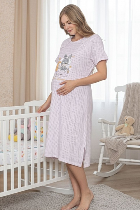 Kismama hálóing pamut, szoptatáshoz nyitható, 1137 fehér 10757, Fehér