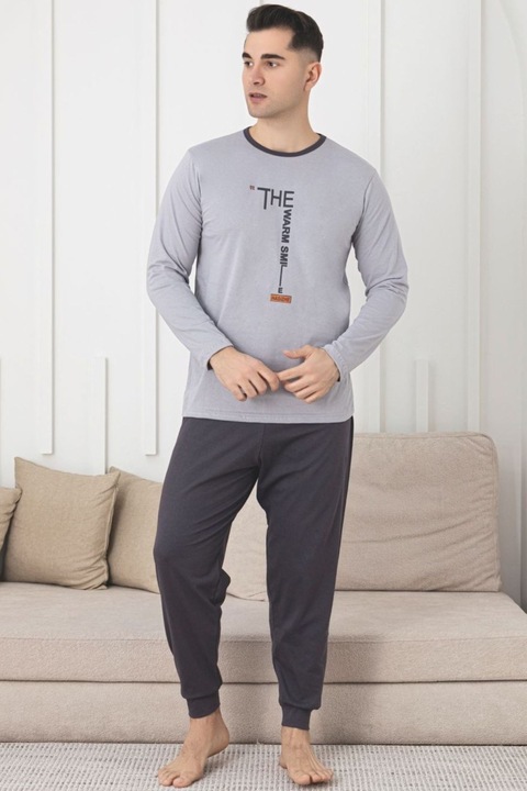 Pijama lunga bumbac pentru barbati, gri 1202 10840, Gri