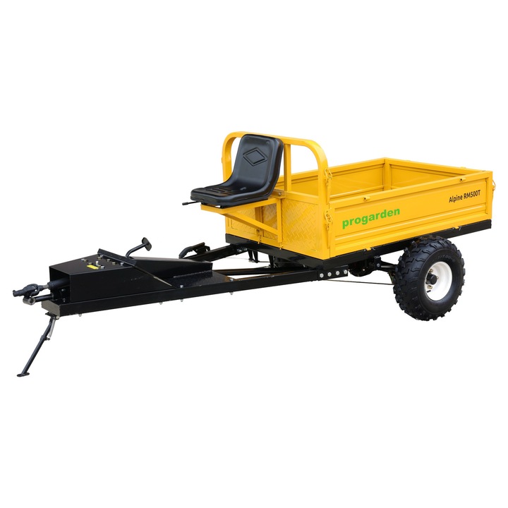 Remorca cu tractiune ProGARDEN Alpine RM500T 500kg, 1 osie, prindere bolt pentru motocultor, roti 19x7-8 si set manicoti Adaptiv 3 in 1 S