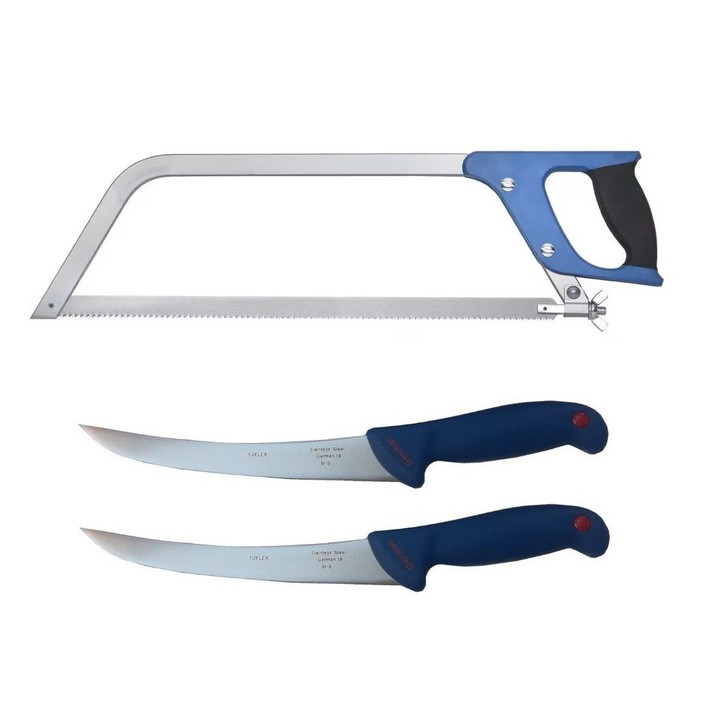 Set 2 Cutite profesionale pentru filetat, otel inoxidabil si Fierastrau pentru oase, lama 450 mm