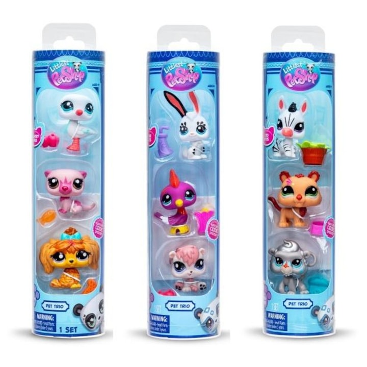 Littlest Pet Shop figurák, 3 állatos szett, vegyes, 4+ éveseknek