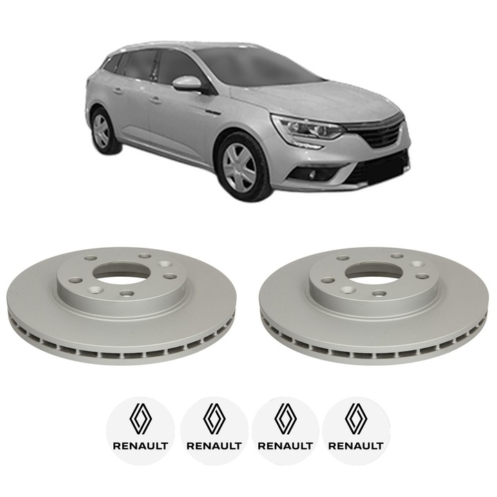 Set 2 discuri frana Fata RENAULT MEGANE IV Grandtour (K9A/M/N_) din 2021, KW 84 CP 114 CMC 999, Auto, Bosch, 4 Stickere auto cu RENAULT