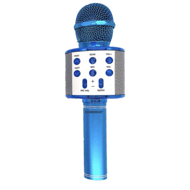 Microfon Wireless Karaoke cu Boxa Integrata & Functii Multifunctionale Albastru